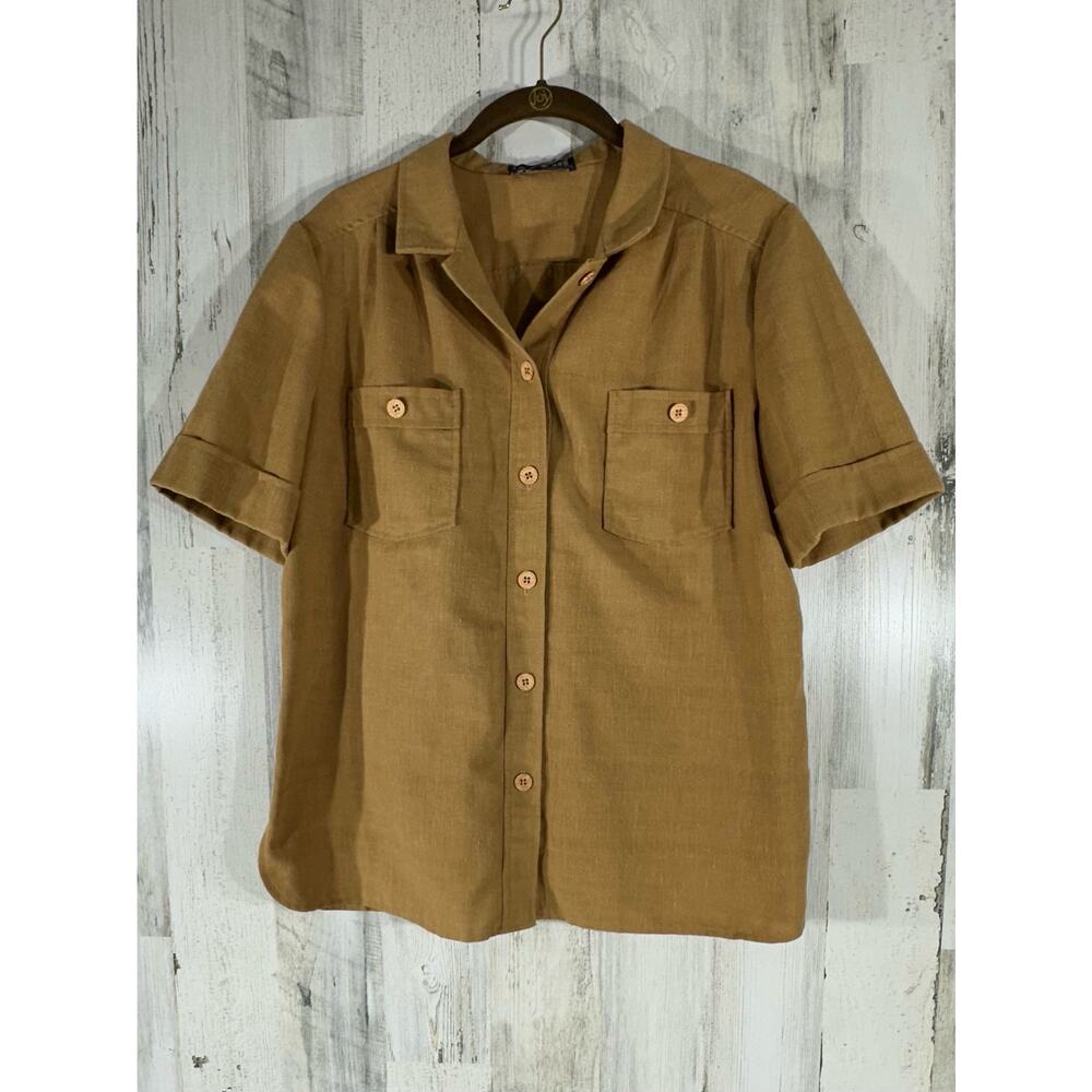 Act III Womens Shirt Approximate Size Medium Camel Brown Union Made USA Vintage
